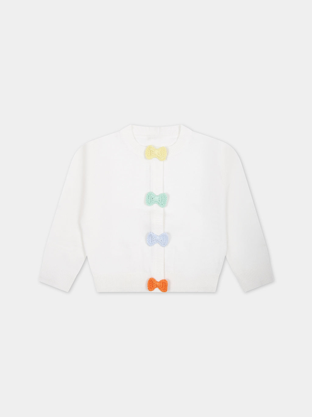 Cardigan bianco per neonata con fiocchi multicolor